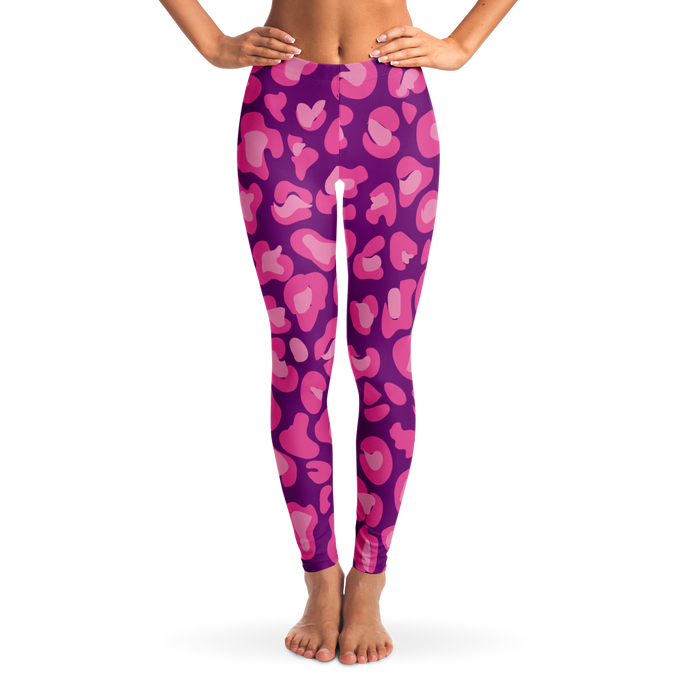 Pink Purple Leopard Print Leggings
